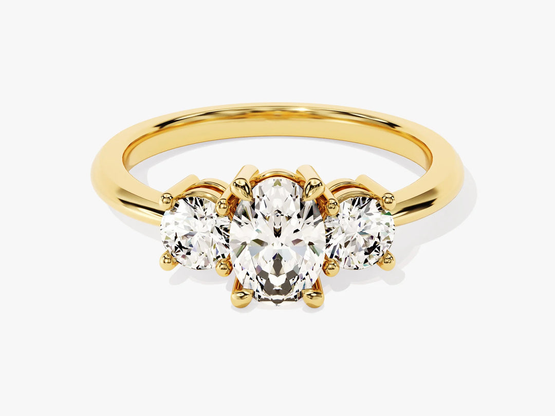 1.0CT Oval Cut Diamond Three Stone Setting Moissanite Engagement Ring
