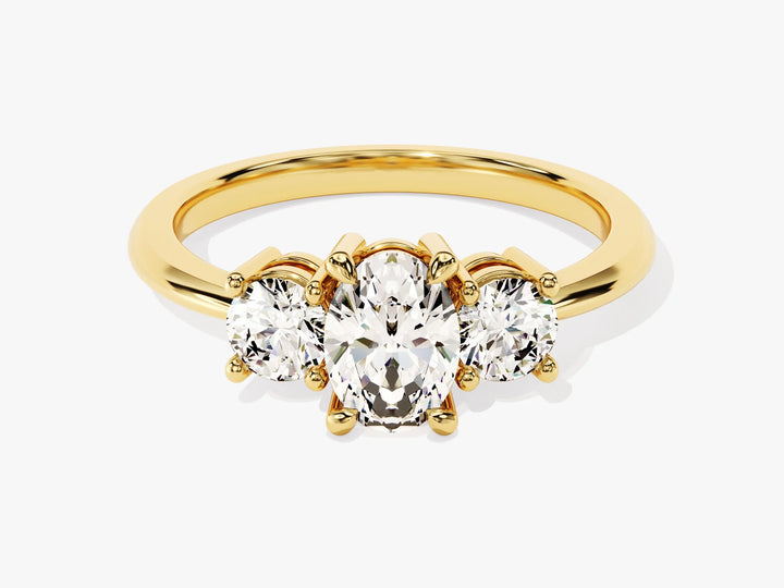 1.0CT Oval Cut Diamond Three Stone Setting Moissanite Engagement Ring