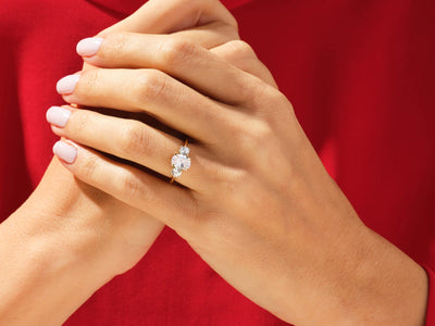 1.50CT Oval Cut Diamond Three Stone Setting Moissanite Engagement Ring