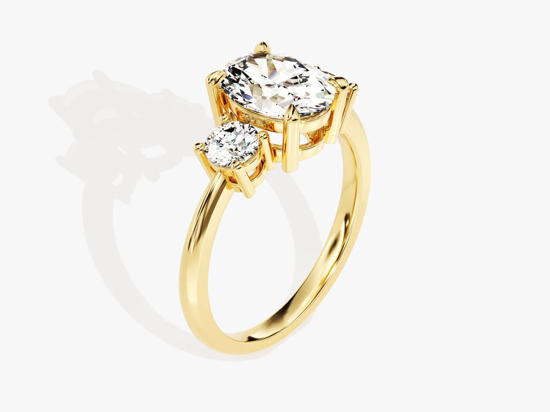 2.0CT Oval Cut Diamond Three Stone Setting Moissanite Engagement Ring