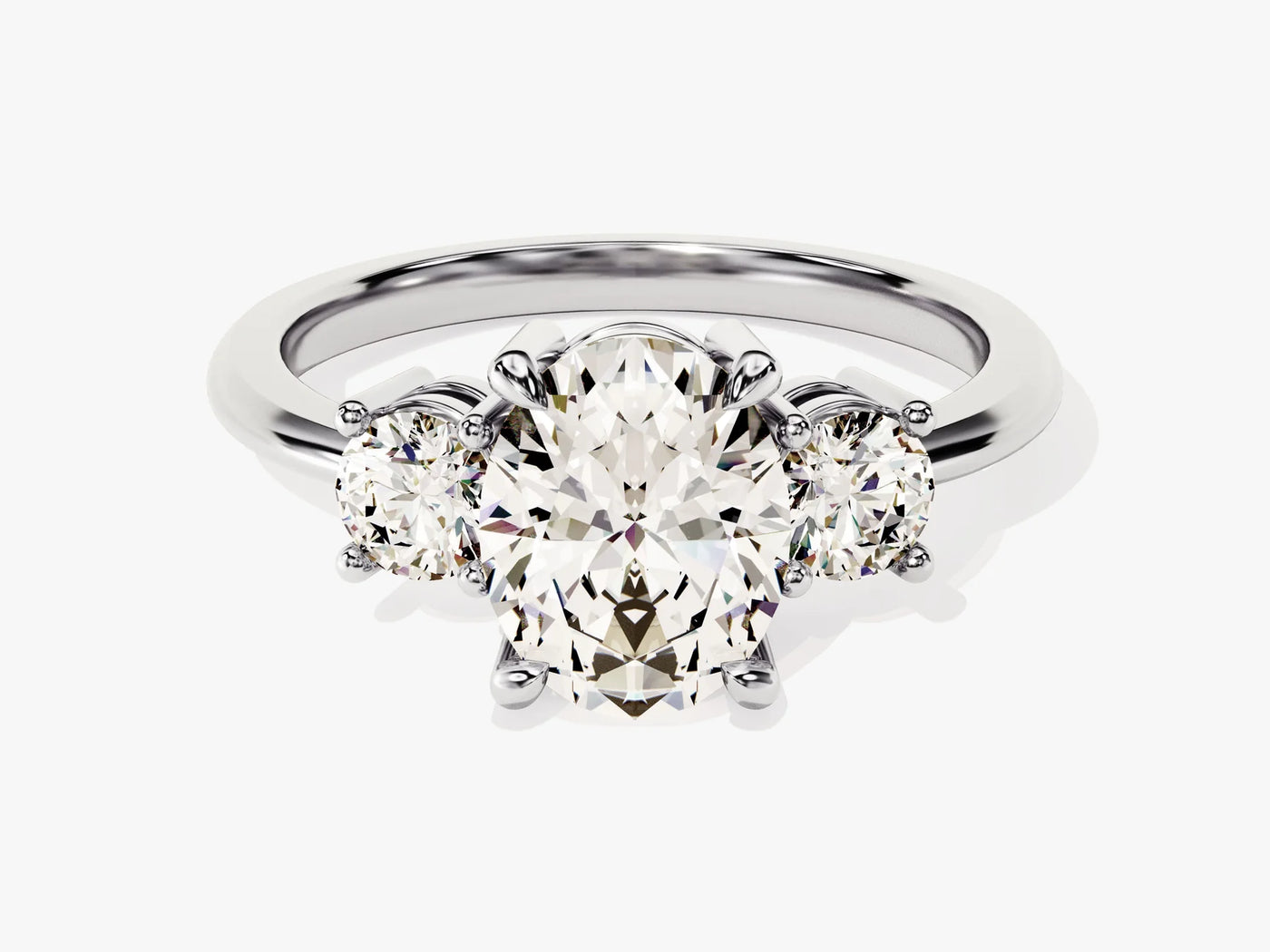 2.0CT Oval Cut Diamond Three Stone Setting Moissanite Engagement Ring