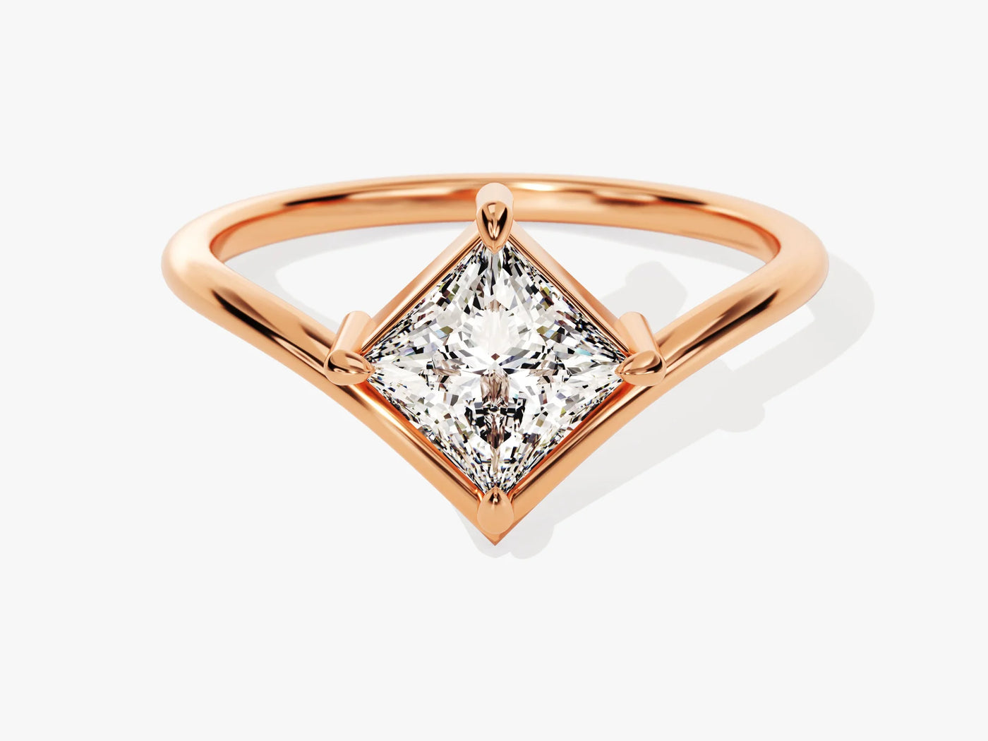 1.0CT Princess Diamond Curved Solitaire Moissanite Engagement Ring