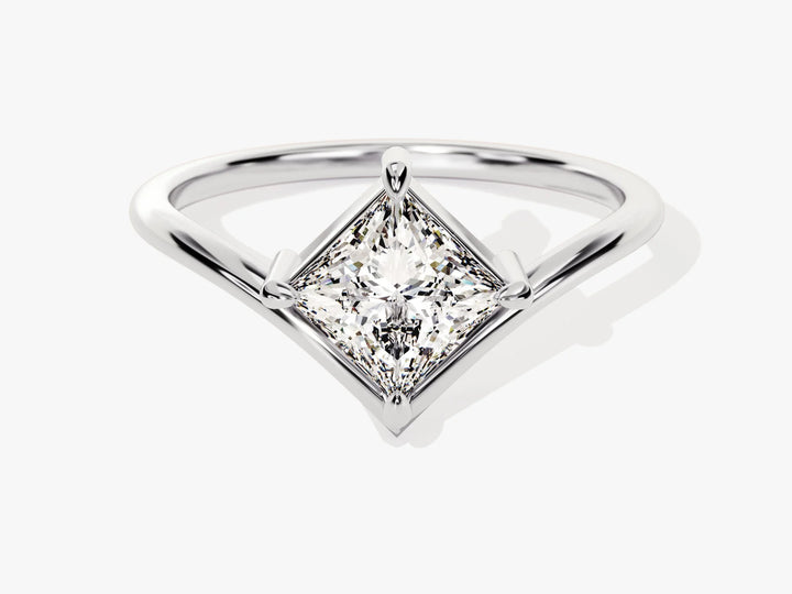 1.0CT Princess Diamond Curved Solitaire Moissanite Engagement Ring