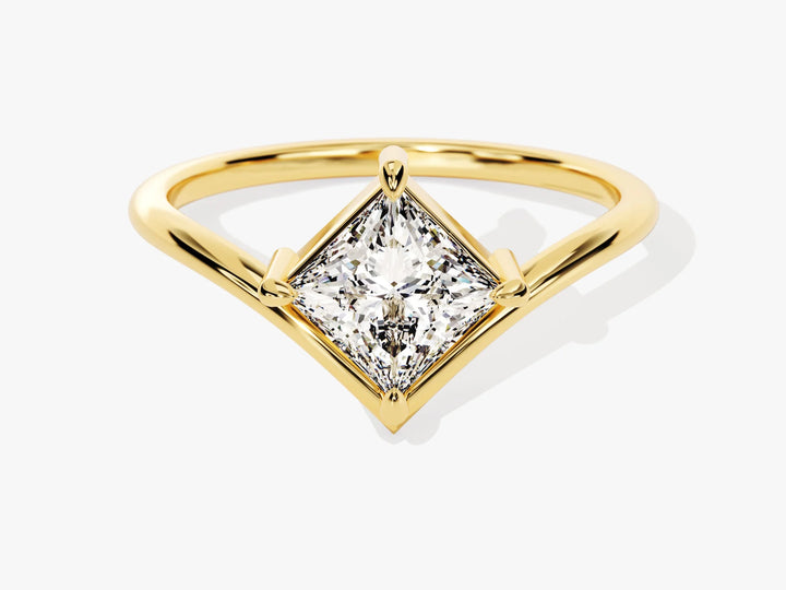 1.0CT Princess Diamond Curved Solitaire Moissanite Engagement Ring