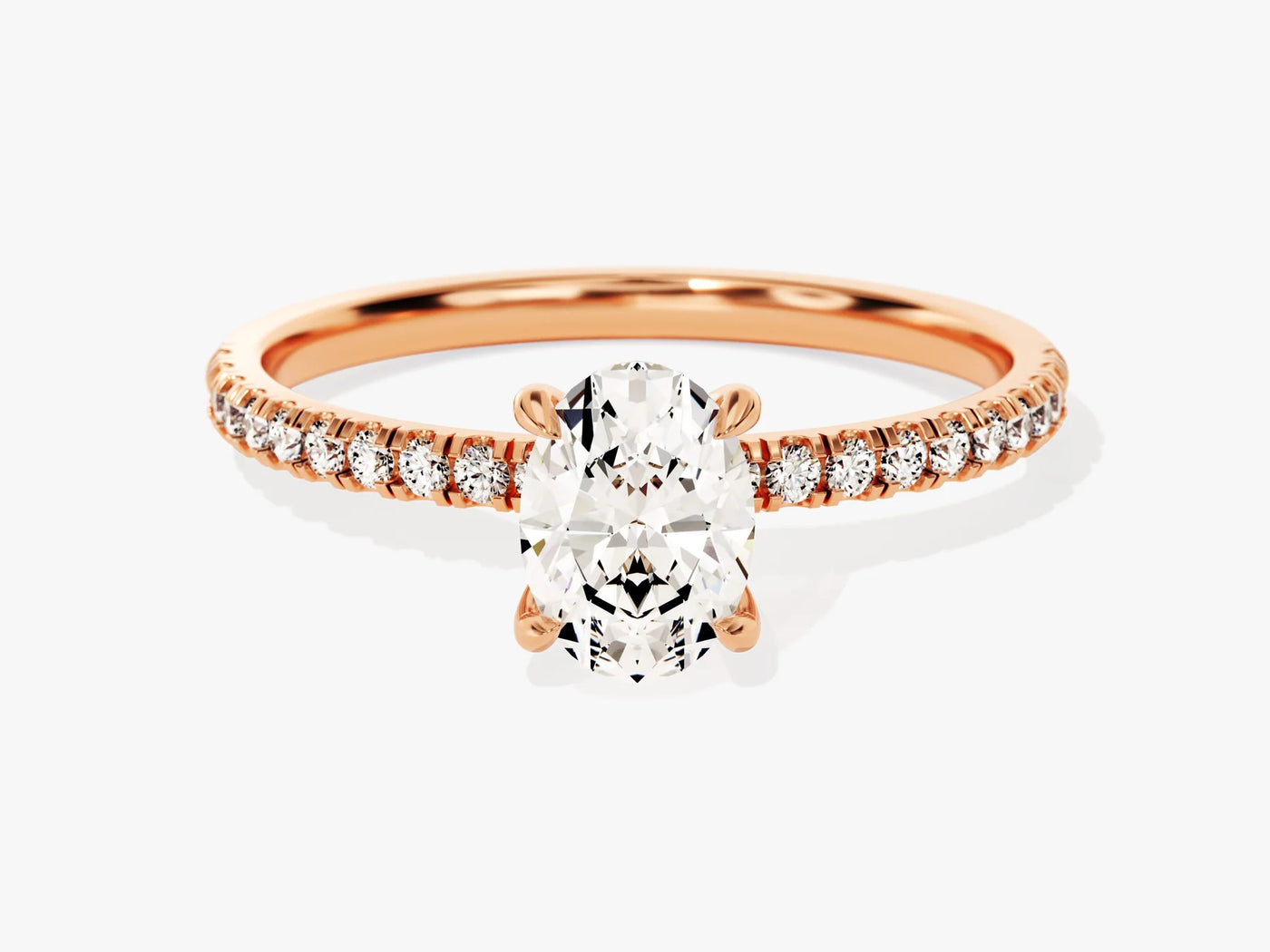 1.0CT Oval Cut Diamond Pave Setting Moissanite Engagement Ring