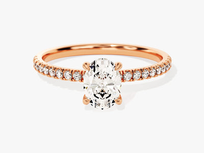 1.0CT Oval Cut Diamond Pave Setting Moissanite Engagement Ring