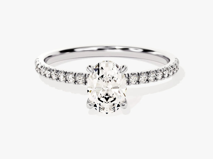 1.0CT Oval Cut Diamond Pave Setting Moissanite Engagement Ring