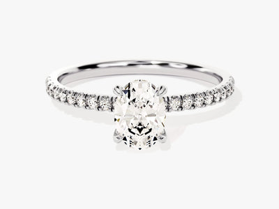1.0CT Oval Cut Diamond Pave Setting Moissanite Engagement Ring