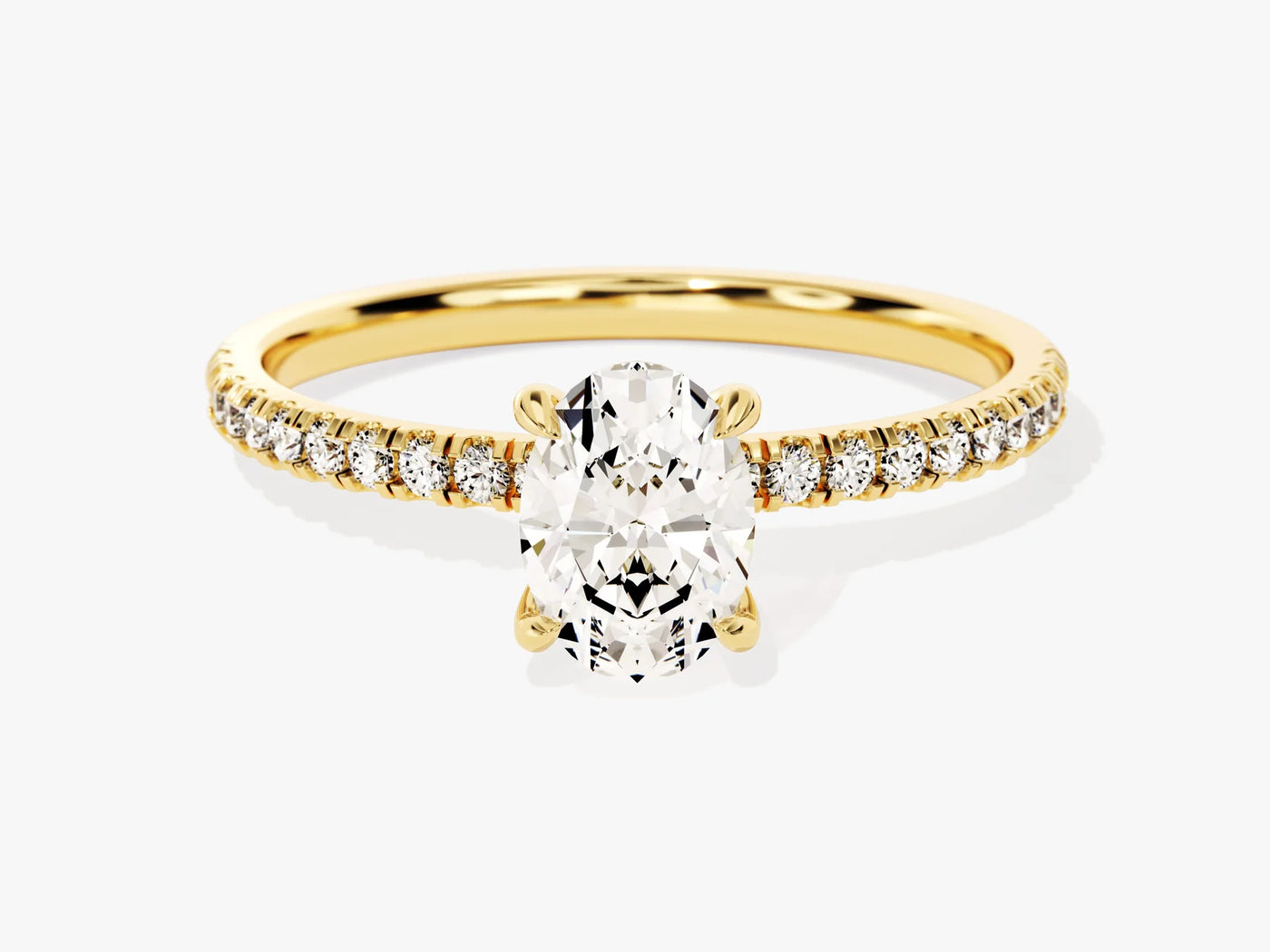 1.0CT Oval Cut Diamond Pave Setting Moissanite Engagement Ring