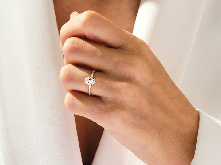 1.50CT Oval Cut Diamond Pave Setting Moissanite Engagement Ring