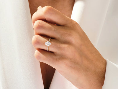 1.50CT Oval Cut Diamond Pave Setting Moissanite Engagement Ring