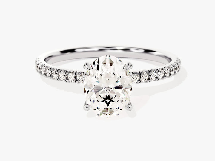 1.50CT Oval Cut Diamond Pave Setting Moissanite Engagement Ring