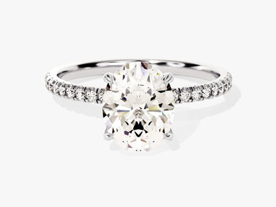 2.0CT Oval Cut Diamond Pave Setting Moissanite Engagement Ring