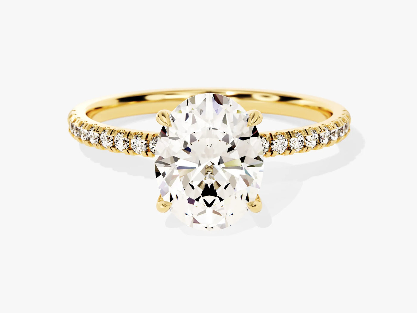 2.0CT Oval Cut Diamond Pave Setting Moissanite Engagement Ring