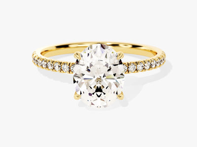 2.0CT Oval Cut Diamond Pave Setting Moissanite Engagement Ring