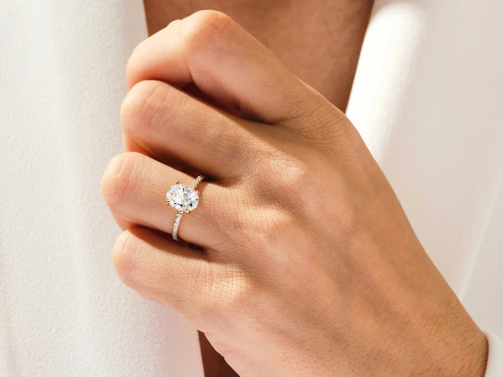 2.0CT Oval Cut Diamond Pave Setting Moissanite Engagement Ring