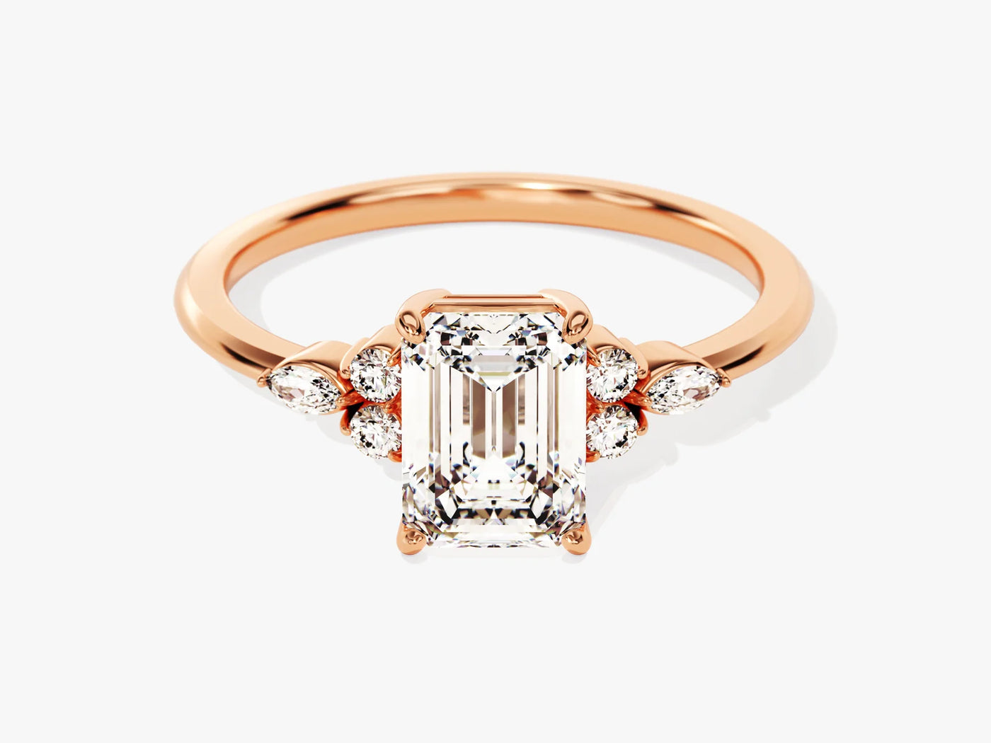 1.50CT Emerald Diamond Cluster Setting Moissanite Engagement Ring