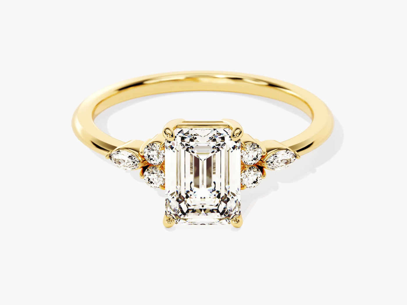 1.50CT Emerald Diamond Cluster Setting Moissanite Engagement Ring