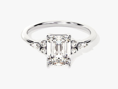 2.0CT Emerald Diamond Cluster Moissanite Engagement Ring