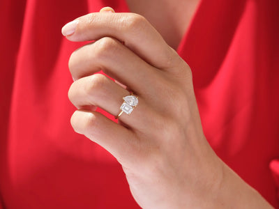 2.0CT Pear & Emerald Diamond Toi Et Moi Moissanite Engagement Ring