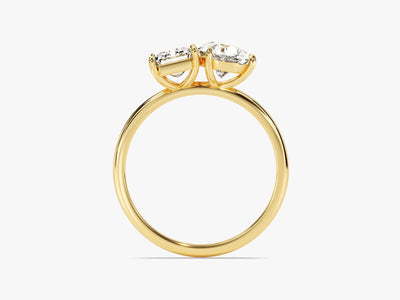 2.0CT Pear & Emerald Diamond Toi Et Moi Moissanite Engagement Ring