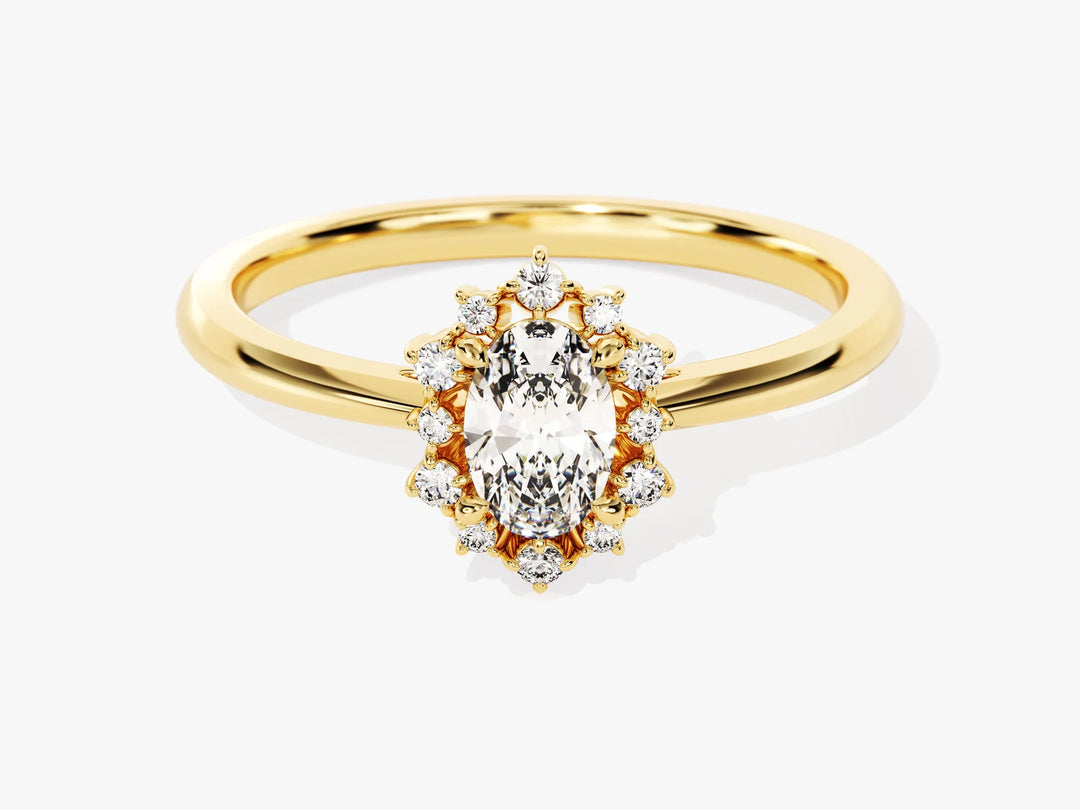 0.50CT Oval Diamond Unique Halo Setting Moissanite Engagement Ring