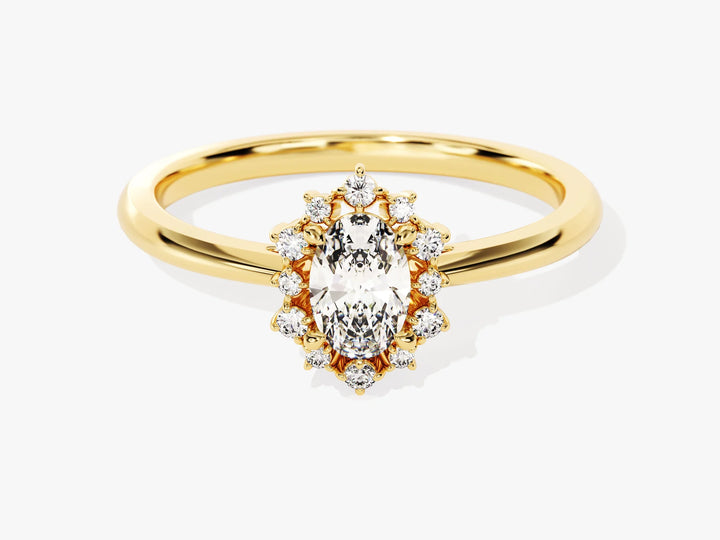 0.50CT Oval Diamond Unique Halo Setting Moissanite Engagement Ring
