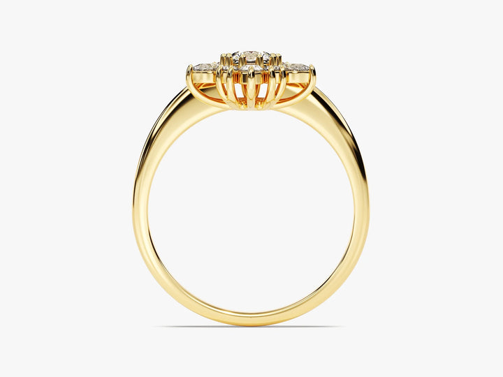 1.0CT Round Diamond Floral Halo Setting Moissanite Engagement Ring