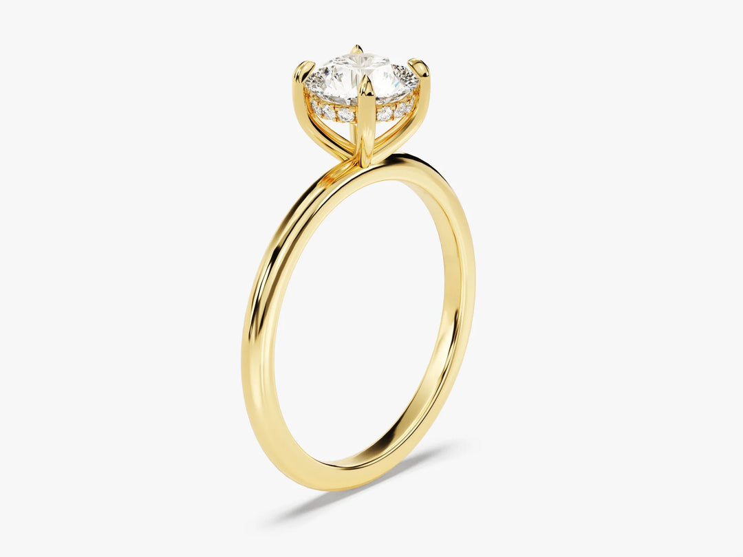 1.0CT Round Diamond Hidden Halo Setting Moissanite Engagement Ring