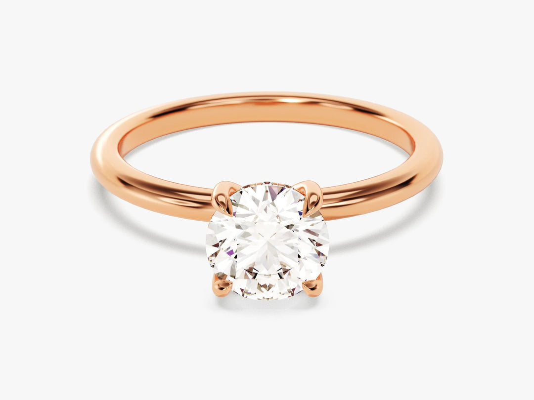 1.0CT Round Diamond Hidden Halo Setting Moissanite Engagement Ring