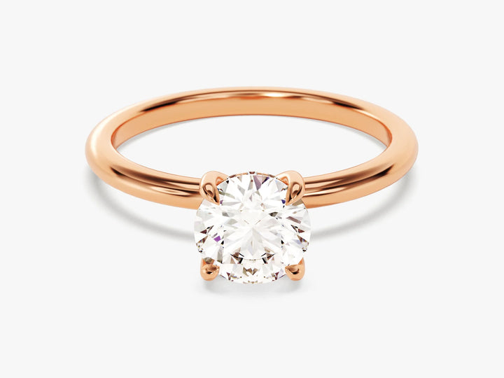 1.0CT Round Diamond Hidden Halo Setting Moissanite Engagement Ring