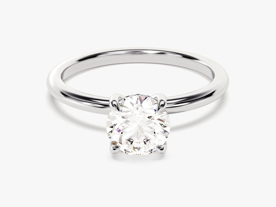 1.0CT Round Diamond Hidden Halo Setting Moissanite Engagement Ring