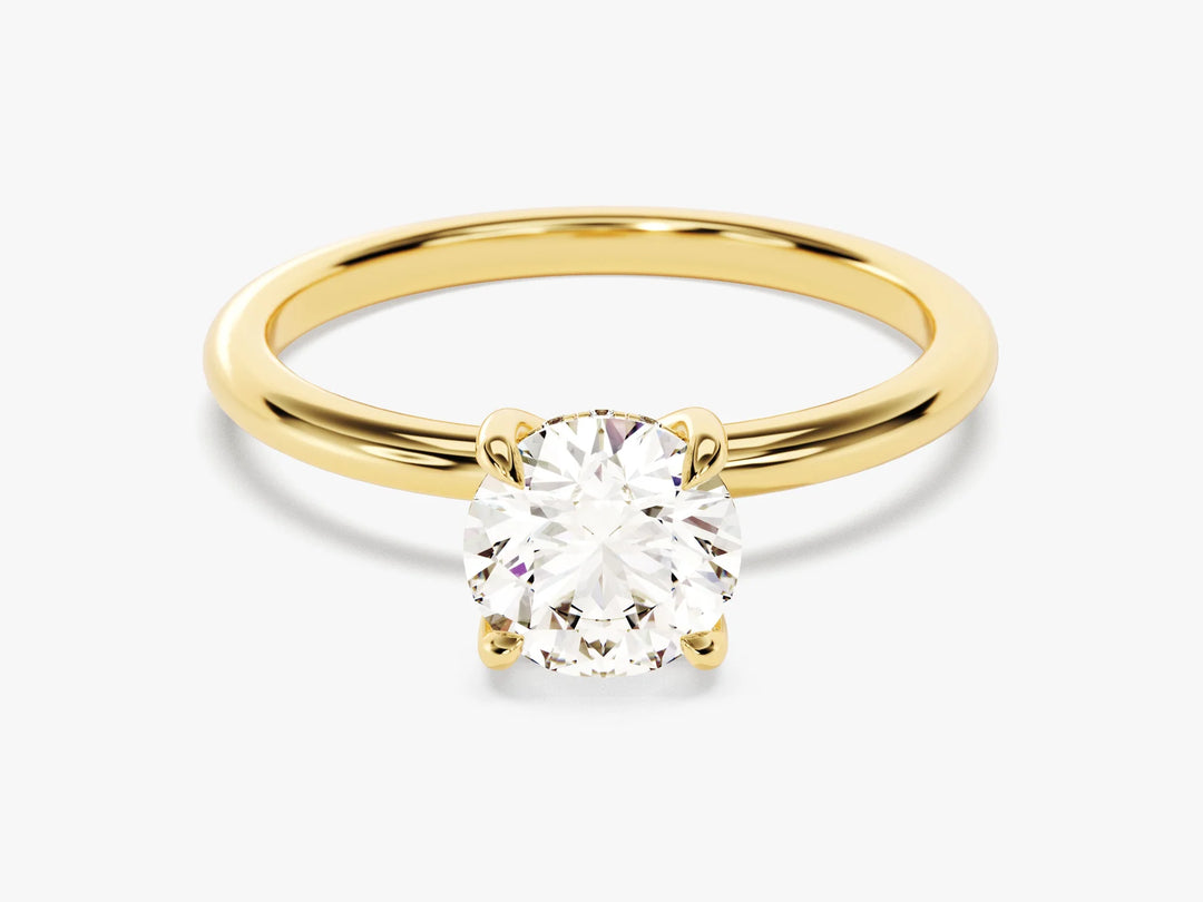 1.0CT Round Diamond Hidden Halo Setting Moissanite Engagement Ring