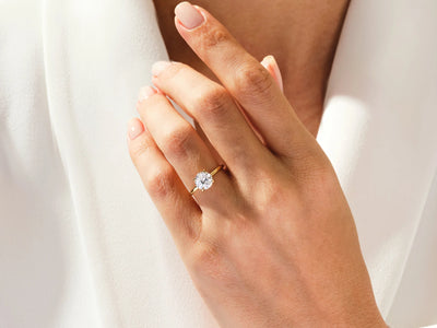 1.50CT Round Diamond Hidden Halo Setting Moissanite Engagement Ring