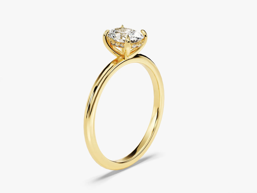 1.0CT Oval Diamond Hidden Halo Setting Moissanite Engagement Ring