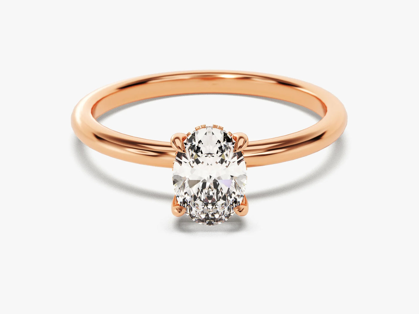 1.0CT Oval Diamond Hidden Halo Setting Moissanite Engagement Ring