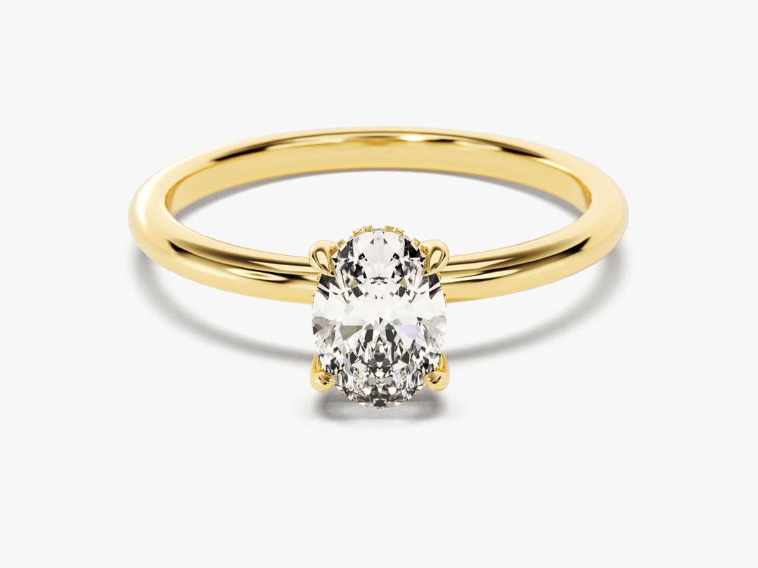 1.0CT Oval Diamond Hidden Halo Setting Moissanite Engagement Ring