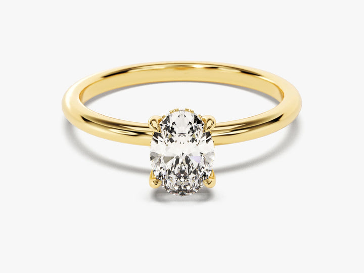 1.0CT Oval Diamond Hidden Halo Setting Moissanite Engagement Ring