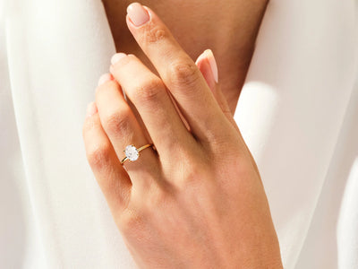 1.50CT Oval Diamond Hidden Halo Setting Moissanite Engagement Ring