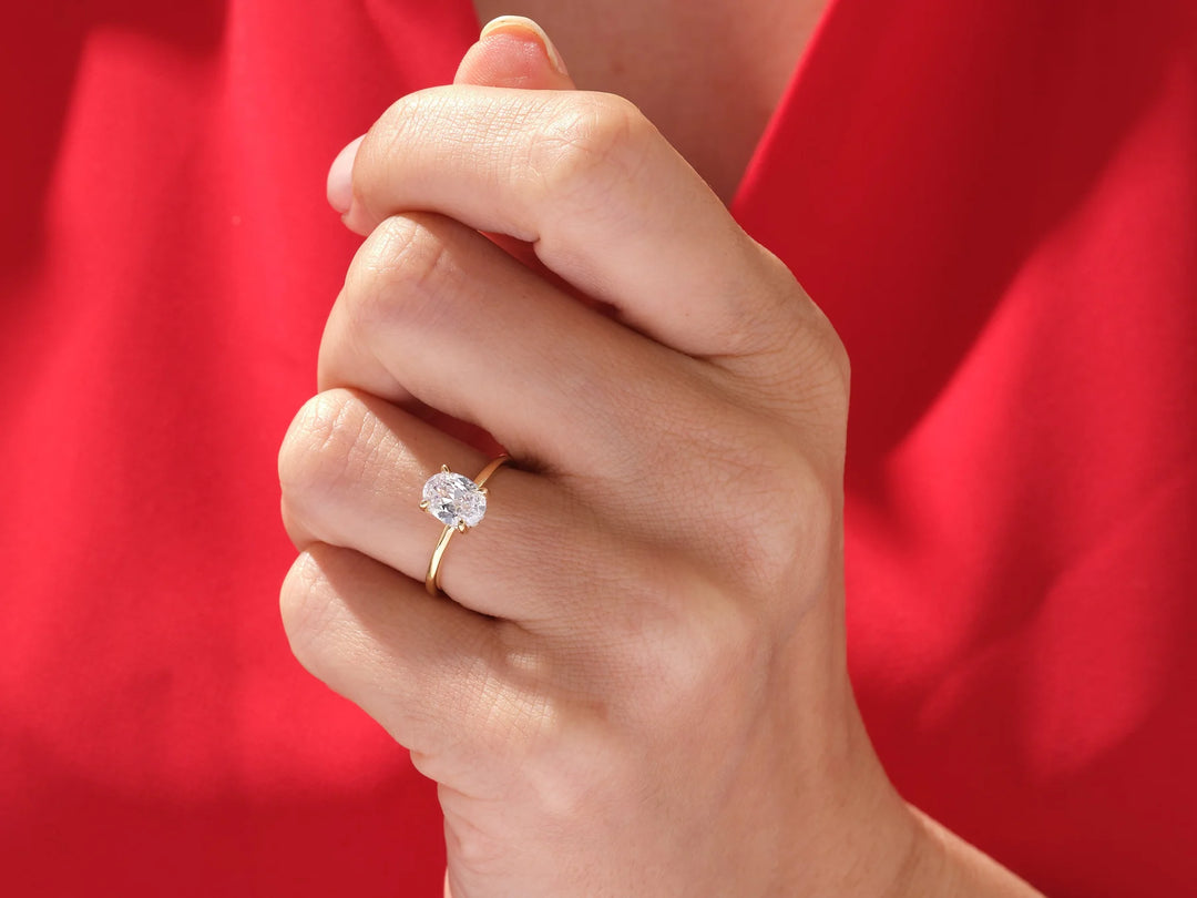 1.50CT Oval Diamond Hidden Halo Setting Moissanite Engagement Ring