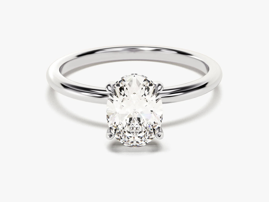 1.50CT Oval Diamond Hidden Halo Setting Moissanite Engagement Ring