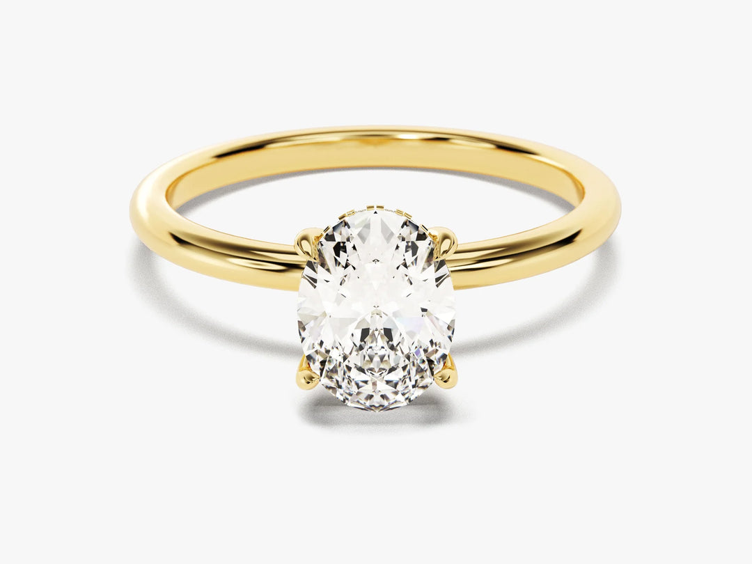 1.50CT Oval Diamond Hidden Halo Setting Moissanite Engagement Ring