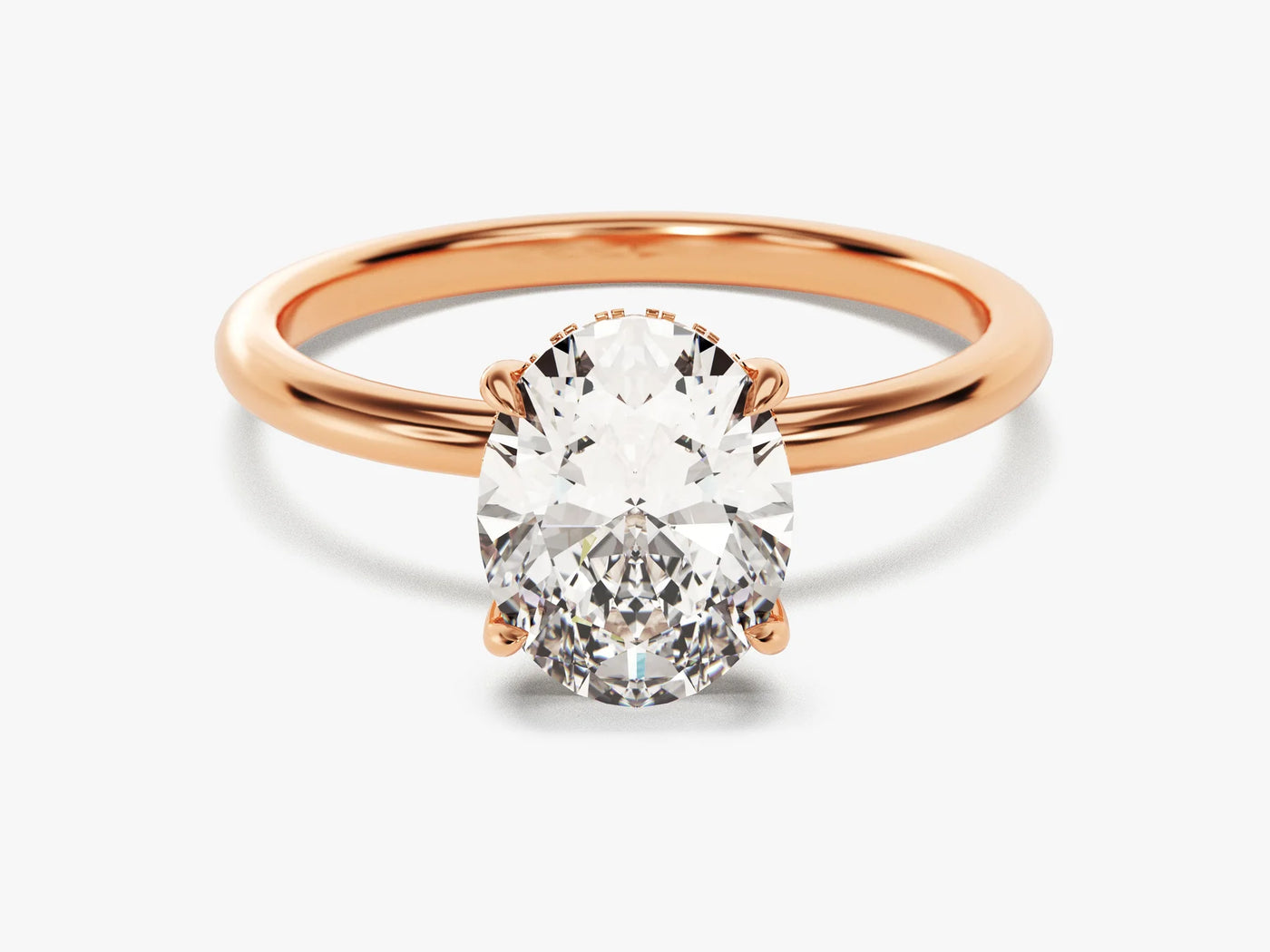 2.0CT Oval Diamond Hidden Halo Moissanite Engagement Ring