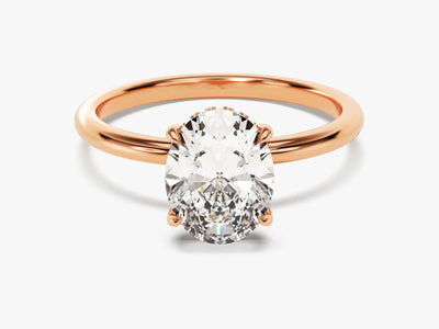 2.0CT Oval Diamond Hidden Halo Moissanite Engagement Ring