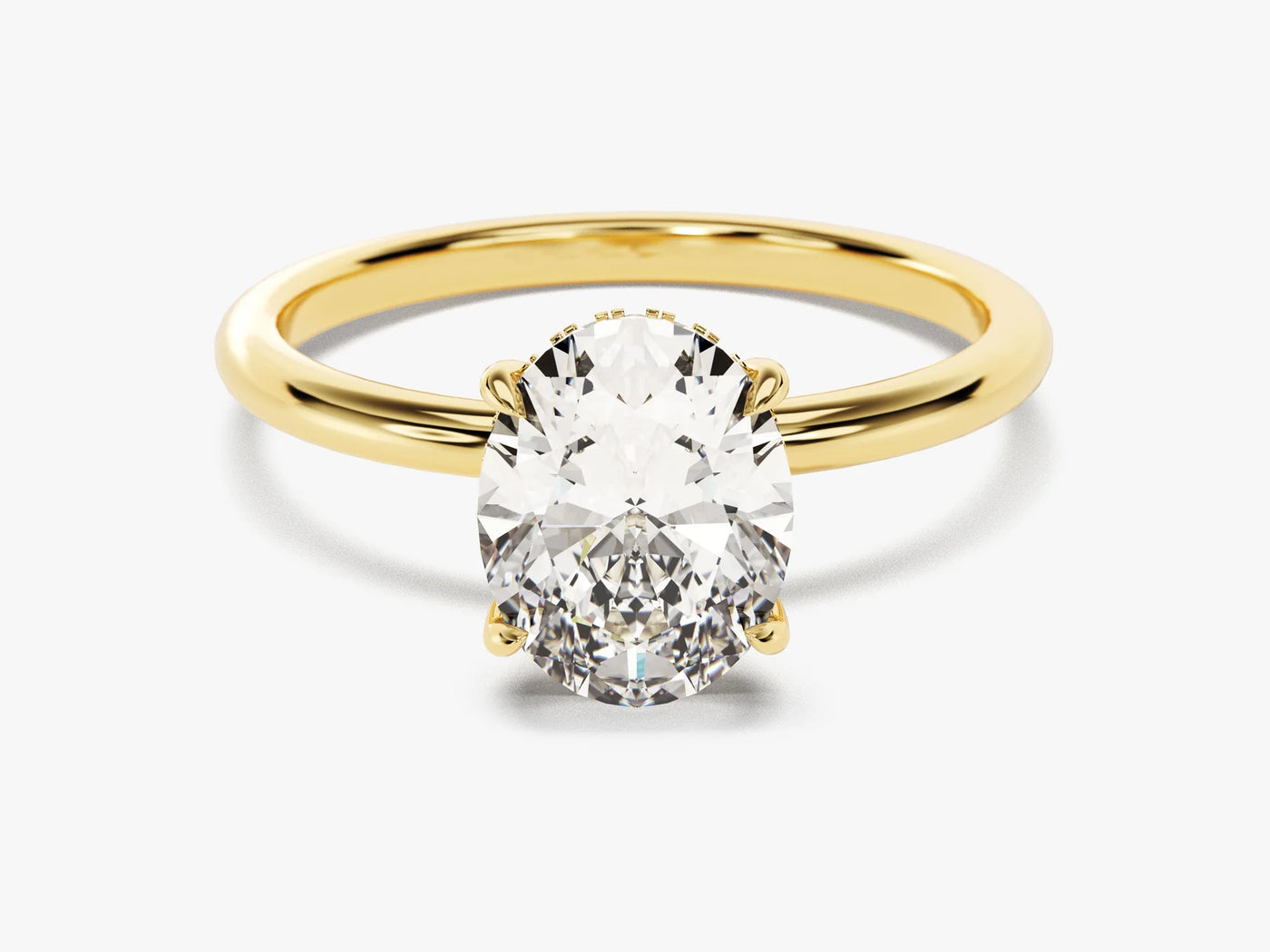 2.0CT Oval Diamond Hidden Halo Moissanite Engagement Ring