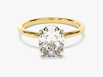 2.0CT Oval Diamond Hidden Halo Moissanite Engagement Ring