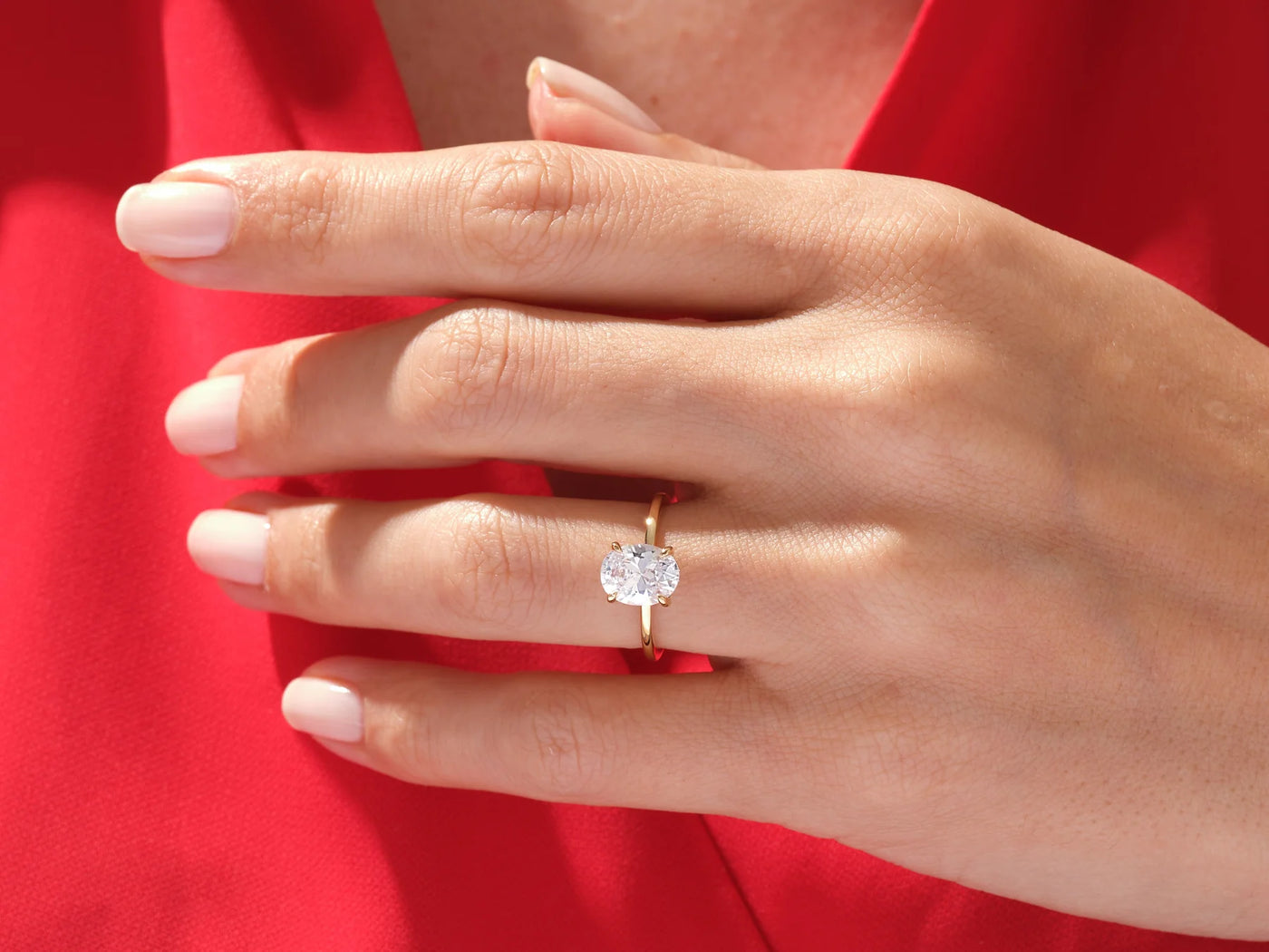 2.0CT Oval Diamond Hidden Halo Moissanite Engagement Ring