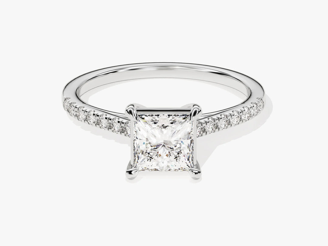 1.0CT Princess Diamond Pave Setting Moissanite Engagement Ring
