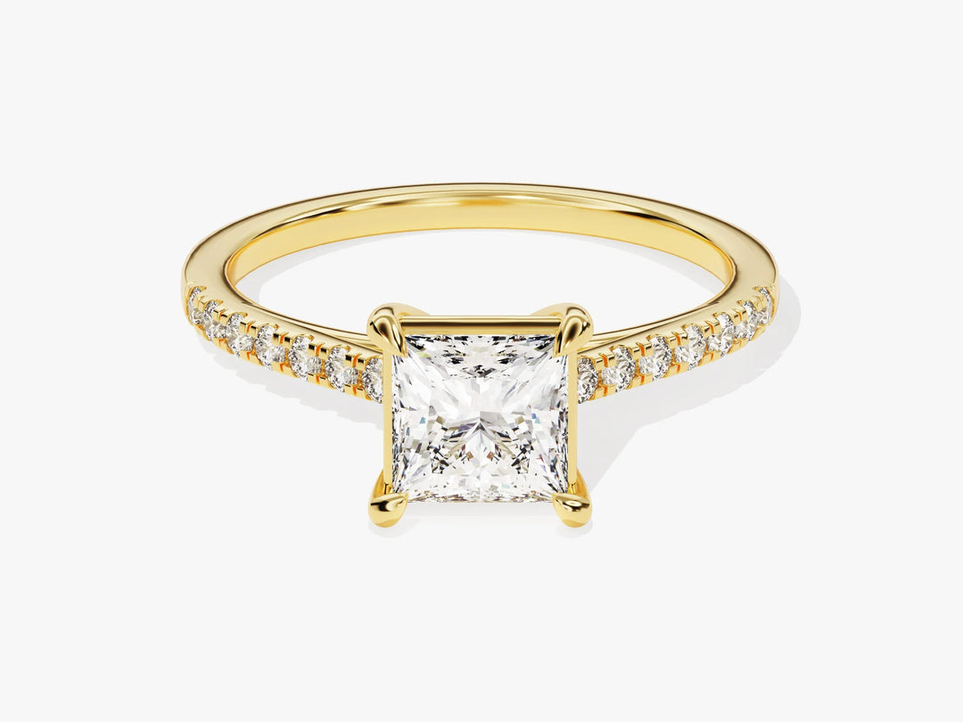 1.0CT Princess Diamond Pave Setting Moissanite Engagement Ring