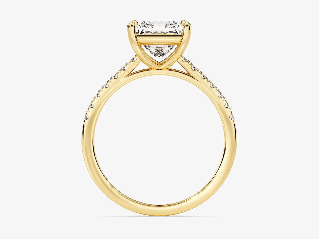 2.0CT Princess Diamond Pave Setting Moissanite Engagement Ring